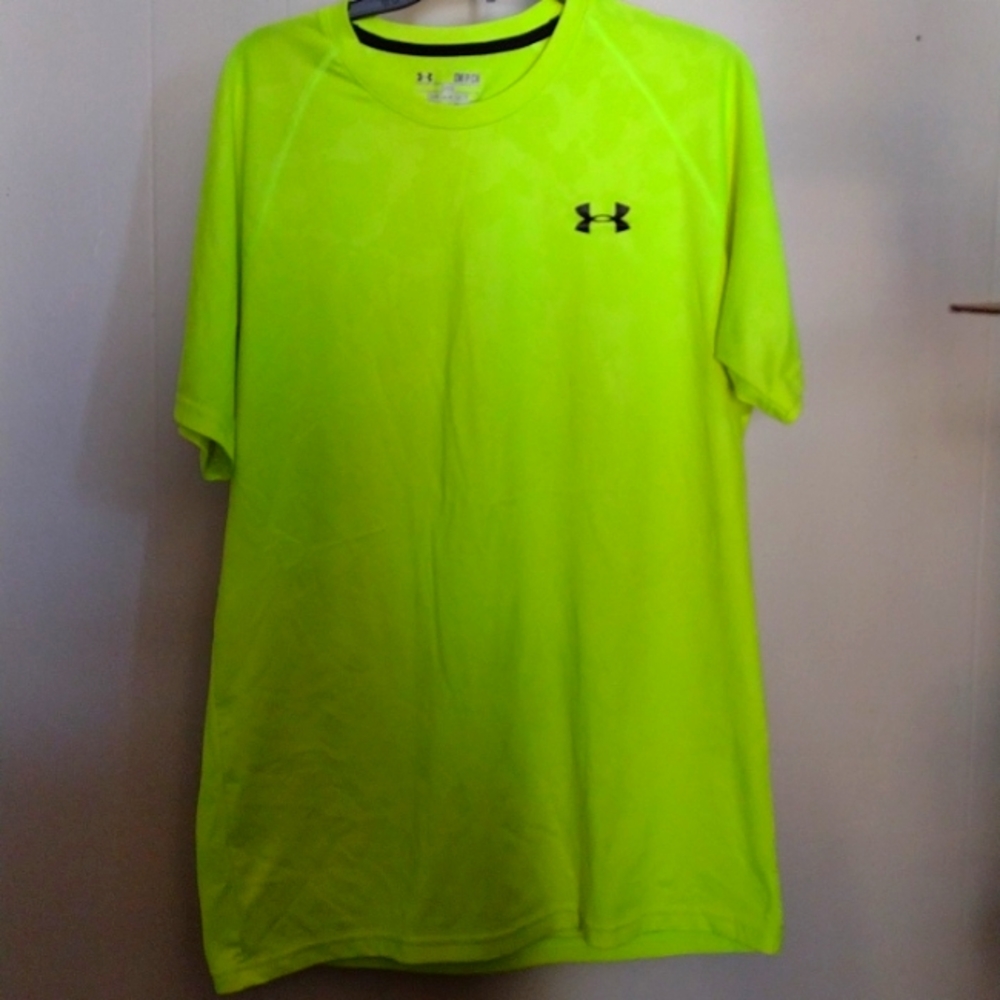 Adult Small Neon Yellow Chartreuse HeatGear UnderArmour shirt